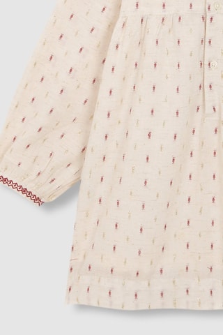 Jurk - Lichtbeige - Beige en rood