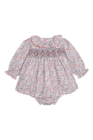 Jurk en Bloomer - Ecru - Wit, blauw en oranje