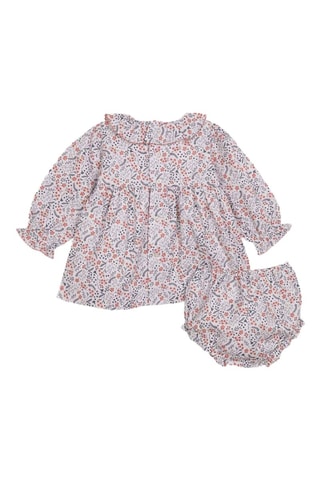 Jurk en Bloomer - Ecru - Wit, blauw en oranje