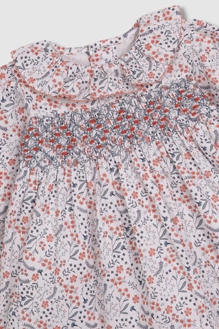 Jurk en Bloomer - Ecru - Wit, blauw en oranje
