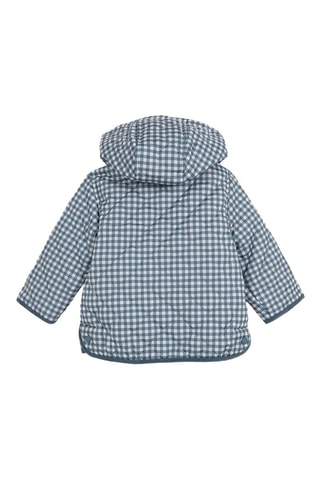 Gewatteerde Jas met Capuchon - Petrolblauw - Wit en blauw