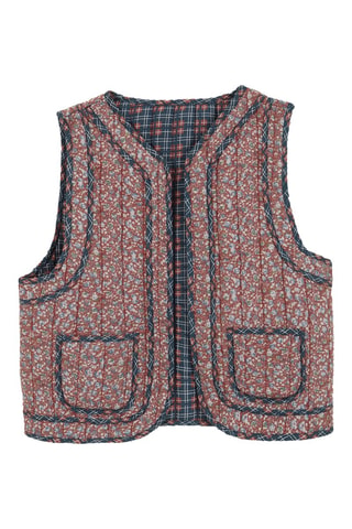 Dubbelzijdig mouwloos vest - Bordeauxrood en Nachtblauw - Rood en blauw