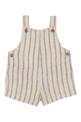 Linnen Tuinbroek - Beige - Beige en blauw