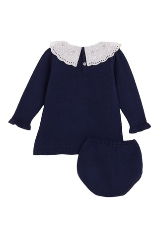 Trui-jurk en Bloomer - Petrolblauw - Wit en blauw