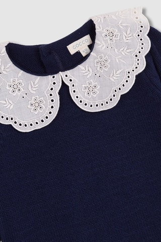 Trui-jurk en Bloomer - Petrolblauw - Wit en blauw