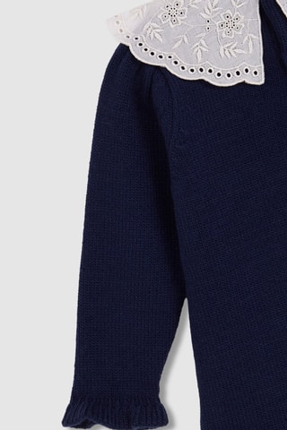 Trui-jurk en Bloomer - Petrolblauw - Wit en blauw