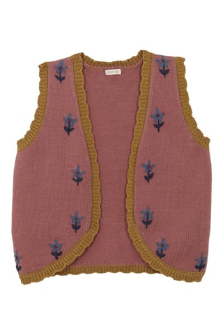 Mouwloos Vest - Oudroze - Groen en roze