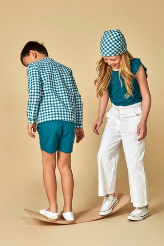 Overhemd Petrolblauw en Wit - Wit en blauw