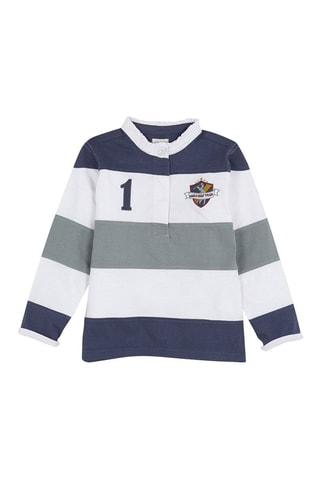 Gestreepte Polo Marineblauw en Ecru - Blauw