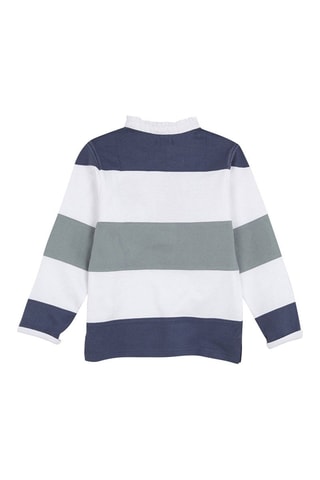 Gestreepte Polo Marineblauw en Ecru - Blauw