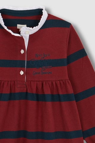 Jurk - Steenrood en marineblauw - Rood en blauw