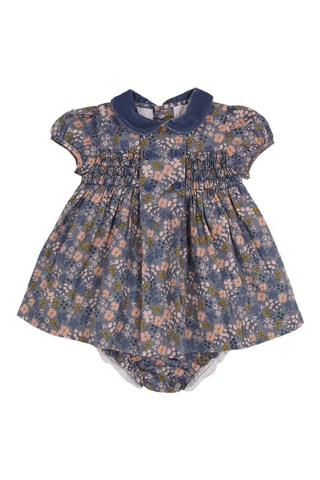 Jurk en Bloomer - Olijfgroen en blauwgrijs - Blauw, groen en grijs