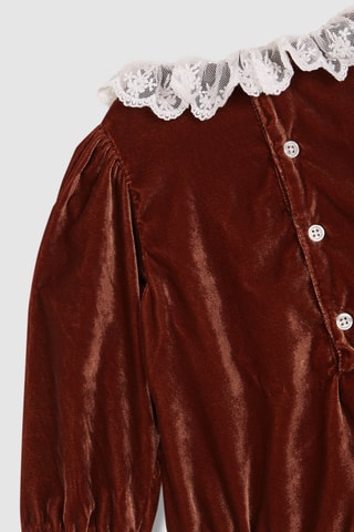 Velours Rompertje - Steenrood - Wit en rood