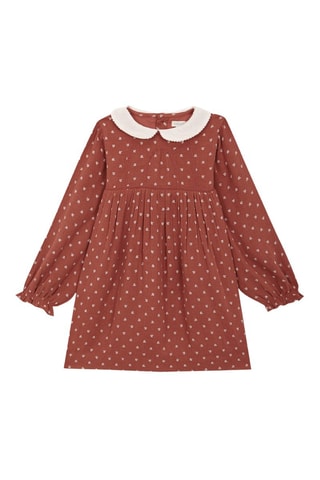 Jurk - steenrood - Wit en rood