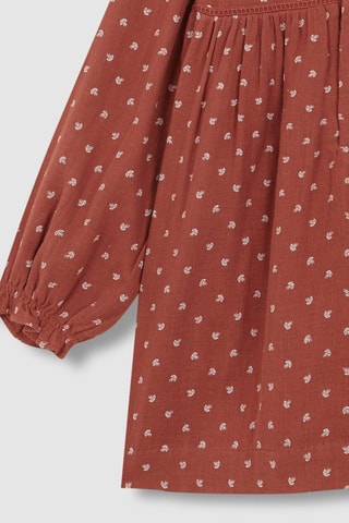 Jurk - steenrood - Wit en rood