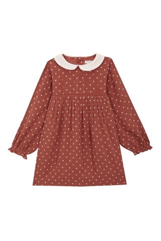 Jurk - steenrood - Wit en rood