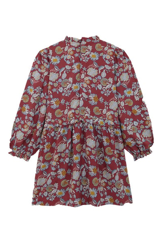 Jurk met Ruches - Bordeauxrood - Rood en blauw