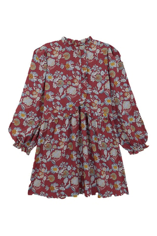 Jurk met Ruches - Bordeauxrood - Rood en blauw
