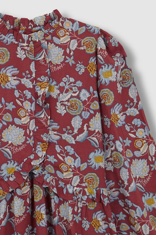 Jurk met Ruches - Bordeauxrood - Rood en blauw