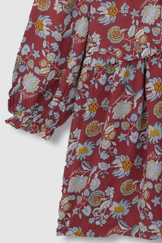 Jurk met Ruches - Bordeauxrood - Rood en blauw