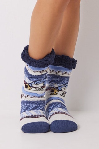 Chaussettes antidérapantes Snoopy et Woodstock Snoopy et les Peanuts - Bleu marine
