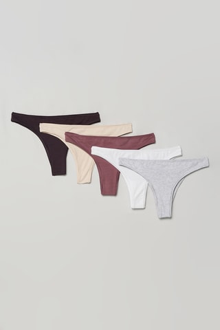 5 Tanga's - Gemêleerd lichtgrijs, wit en bruin