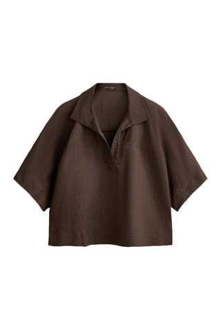 Crop top in lino - Marrone