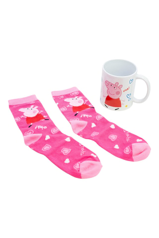 Calcetines y taza de cerámica Peppa Pig - Rosa - 32,5 cl