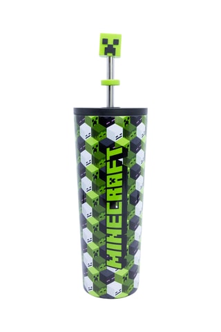 Vaso isotérmico con pajita de acero inoxidable Minecraft - 77 cl