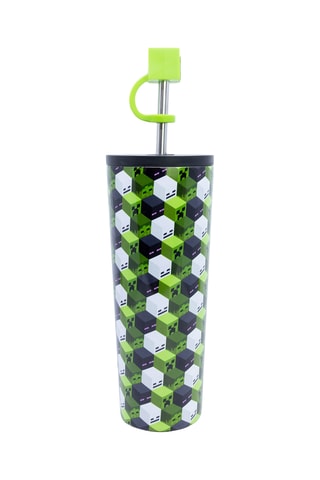Vaso isotérmico con pajita de acero inoxidable Minecraft - 77 cl