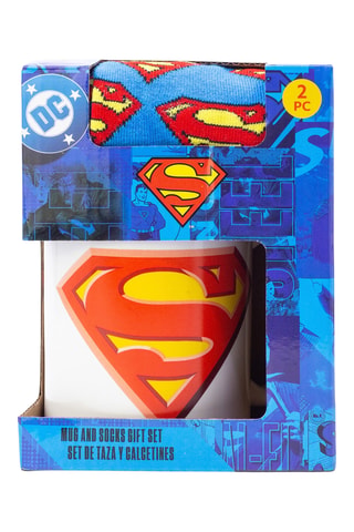 Calcetines y taza de cerámica Superman La Liga de la Justicia DC Comics - Azul ­- 32,5 cl