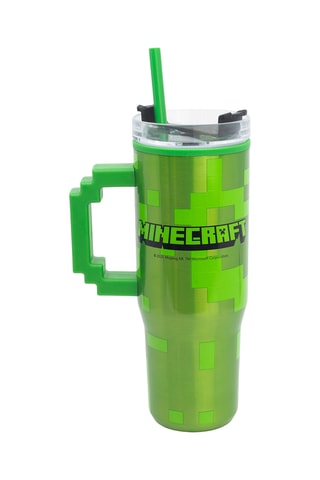 Vaso isotérmico con pajita de acero inoxidable Minecraft - 77 cl