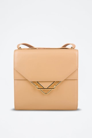 Kalfsleren en Lamsleren Schoudertas The Clip - Bottega Veneta - Beige en goudkleurig