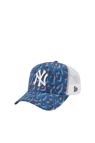 Casquette Trucker New York Yankees Leopard Print A-Frame - Bleu et noir