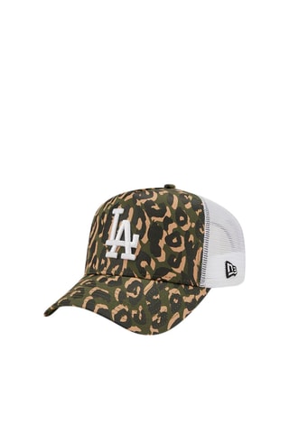 Casquette Trucker Los Angeles Dodgers Leopard Print A-Frame - Vert et marron