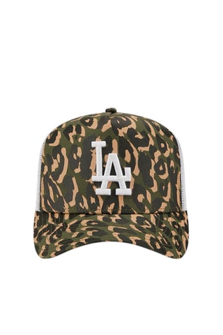 Casquette Trucker Los Angeles Dodgers Leopard Print A-Frame - Vert et marron