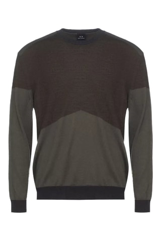 Pull en laine vierge - Vert et marron