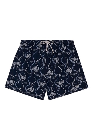 Short de bain - Blanc et bleu