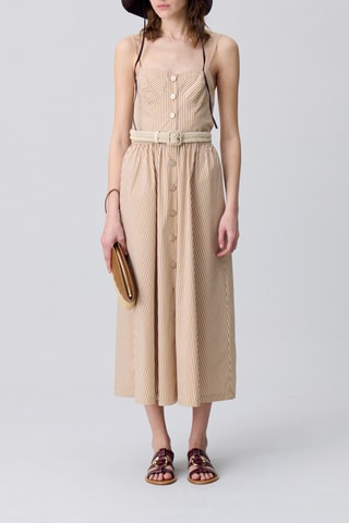 Mouwloze blouse-jurk - Beige