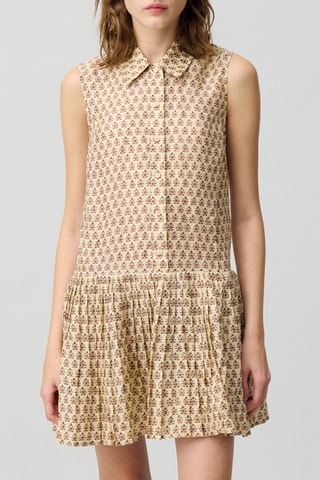Mouwloze ramie blouse-jurk - Beige