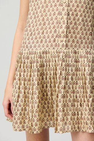 Mouwloze ramie blouse-jurk - Beige