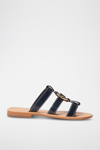 Sandali platform in pelle - Navy