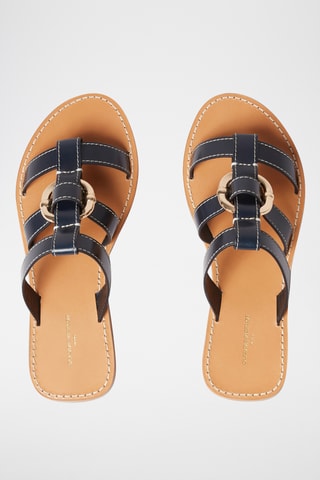 Sandali platform in pelle - Navy