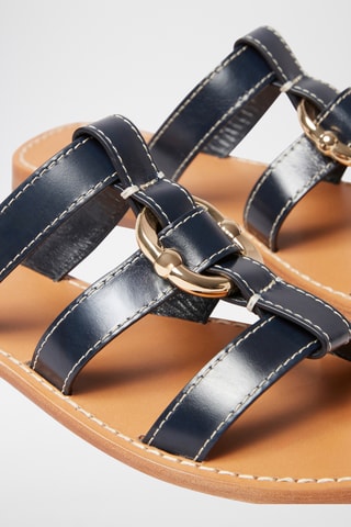 Sandali platform in pelle - Navy