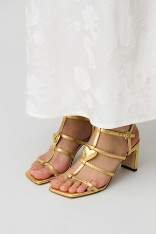 Sandali con tacco in pelle di capra - Dorato
