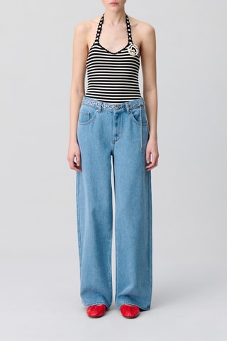 Mouwloze Bodysuit - Blauw en wit