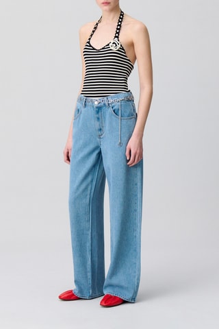 Mouwloze Bodysuit - Blauw en wit