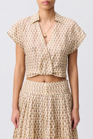 Mouwloze ramie top - Beige