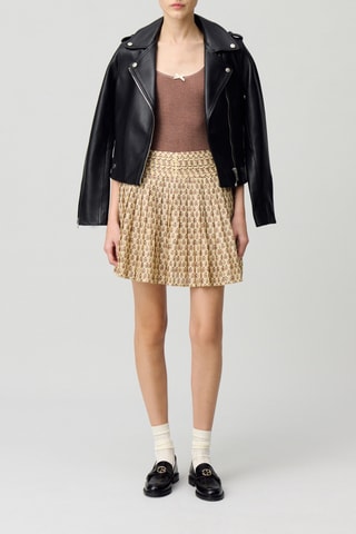 Ramie Minirok met Ruches - Beige