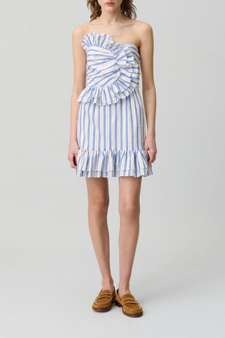 Midi-jurk - Wit en blauw